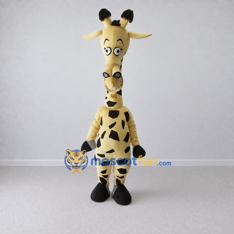Custom Tan and Black Long-Necked Giraffe Mascot Costume Adult Full Body Suit for Wildlife Events