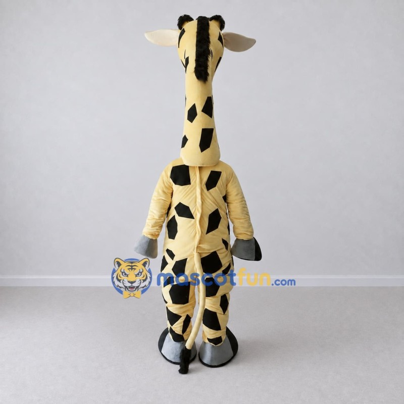 Custom Tan and Black Long-Necked Giraffe Mascot Costume Adult Full Body Suit for Wildlife Events