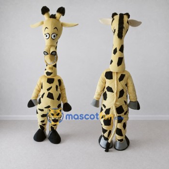 Custom Tan and Black Long-Necked Giraffe Mascot Costume Adult Full Body Suit for Wildlife Events