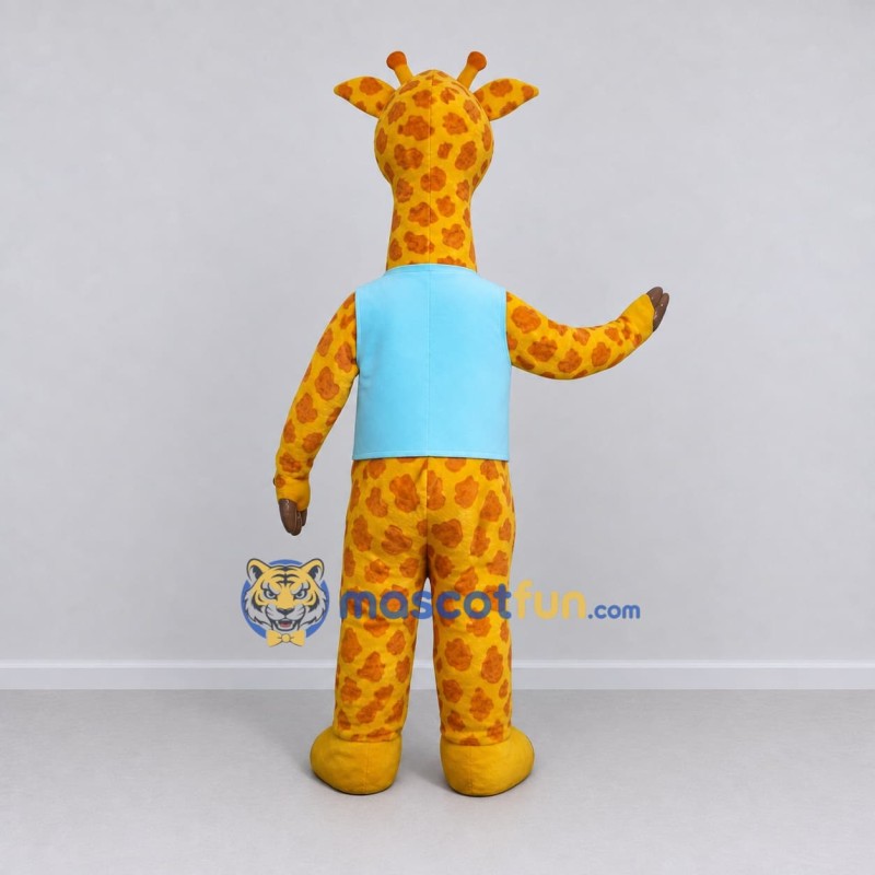 Custom Orange and Blue Giraffe in a Vest Mascot Costume Adult Full Body Suit for School Events Custom Orange and Blue Giraffe in a Vest Mascot Costume Adult Full Body Suit for School Events