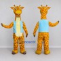 Custom Orange and Blue Giraffe in a Vest Mascot Costume Adult Full Body Suit for School Events