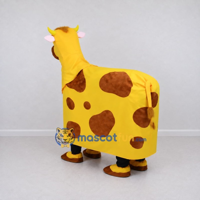 Custom Yellow and Brown Four-Legged Cow Mascot Costume Adult Full Body Suit for Farm Events Custom Yellow and Brown Four-Legged Cow Mascot Costume Adult Full Body Suit for Farm Events