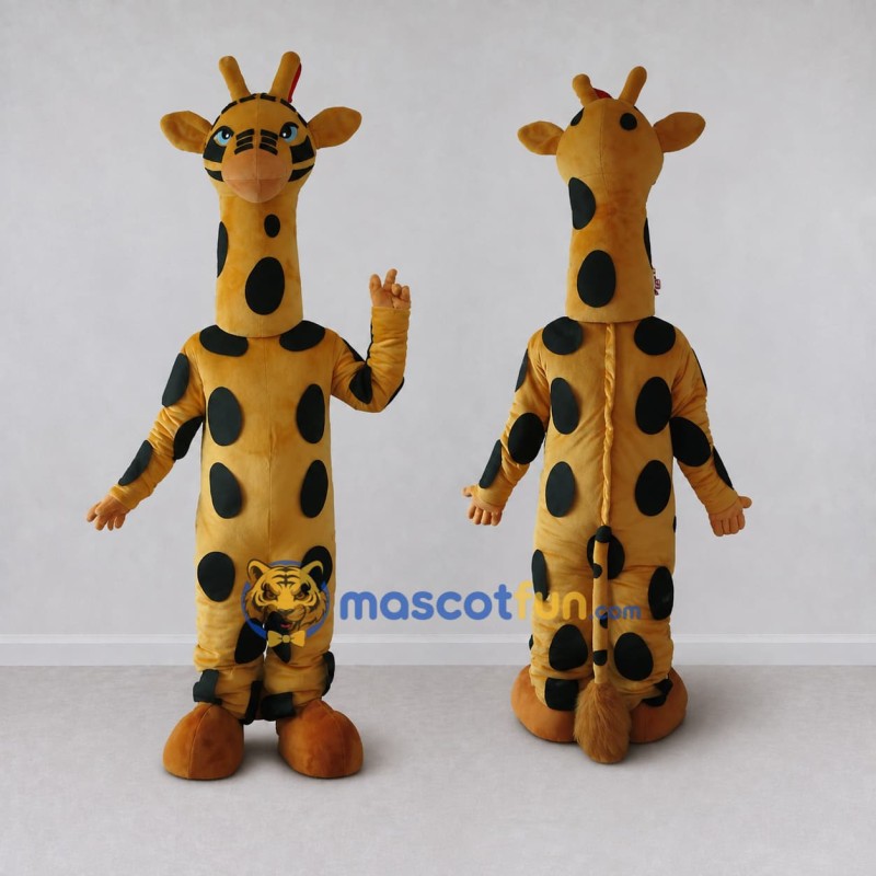 Custom Yellow and Black Giraffe Mascot Costume Adult Full Body Suit for Wildlife Events Custom Yellow and Black Giraffe Mascot Costume Adult Full Body Suit for Wildlife Events