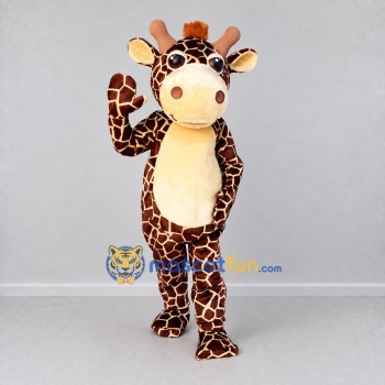 Custom Brown and Cream Giraffe Character Mascot Costume Adult Full Body Suit for School Events Custom Brown and Cream Giraffe Character Mascot Costume Adult Full Body Suit for School Events