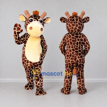 Custom Brown and Cream Giraffe Character Mascot Costume Adult Full Body Suit for School Events