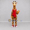 Custom Tan and Red Giraffe with a Scarf Mascot Costume Adult Full Body Suit for School Events
