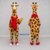 Custom Tan and Red Giraffe with a Scarf Mascot Costume Adult Full Body Suit for School Events