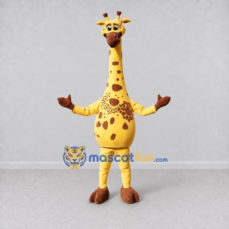 Custom Yellow and Brown Long-Necked Giraffe Mascot Costume Adult Full Body Suit for Wildlife Events Custom Yellow and Brown Long-Necked Giraffe Mascot Costume Adult Full Body Suit for Wildlife Events