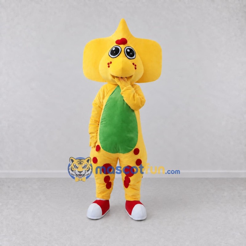 Custom Yellow and Green Frilled Dinosaur Character Mascot Costume Adult Full Body Suit for Dinosaur Events Custom Yellow and Green Frilled Dinosaur Character Mascot Costume Adult Full Body Suit for Dinosaur Events