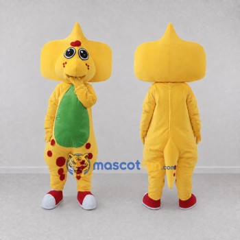 Custom Yellow and Green Frilled Dinosaur Character Mascot Costume Adult Full Body Suit for Dinosaur Events