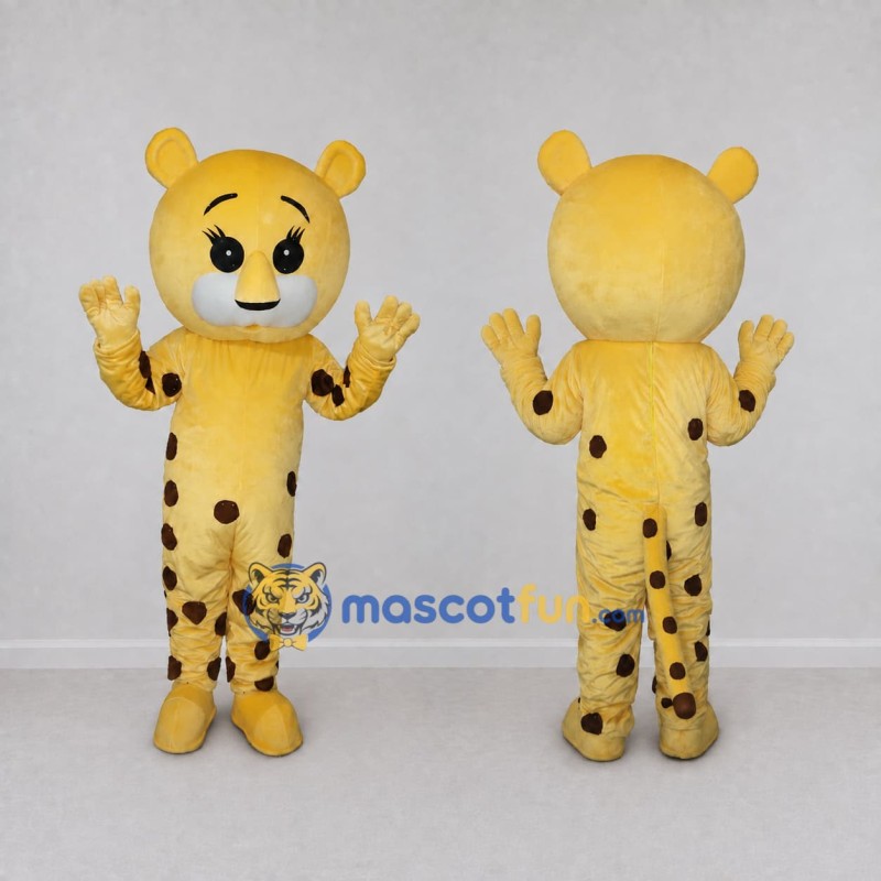 Custom Yellow and Brown Spotted Teddy Bear Mascot Costume Adult Full Body Suit for School Events Custom Yellow and Brown Spotted Teddy Bear Mascot Costume Adult Full Body Suit for School Events