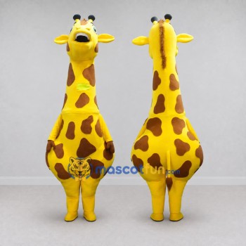 Custom Yellow and Brown Giraffe Mascot Costume Adult Full Body Suit for Wildlife Events