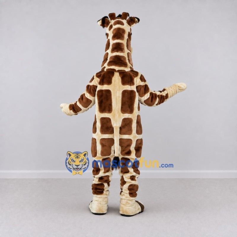 Custom Brown and Cream Giraffe Mascot Costume Adult Full Body Suit for Wildlife Events