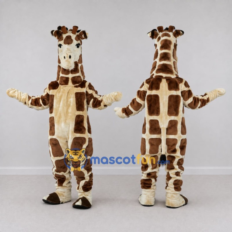 Custom Brown and Cream Giraffe Mascot Costume Adult Full Body Suit for Wildlife Events