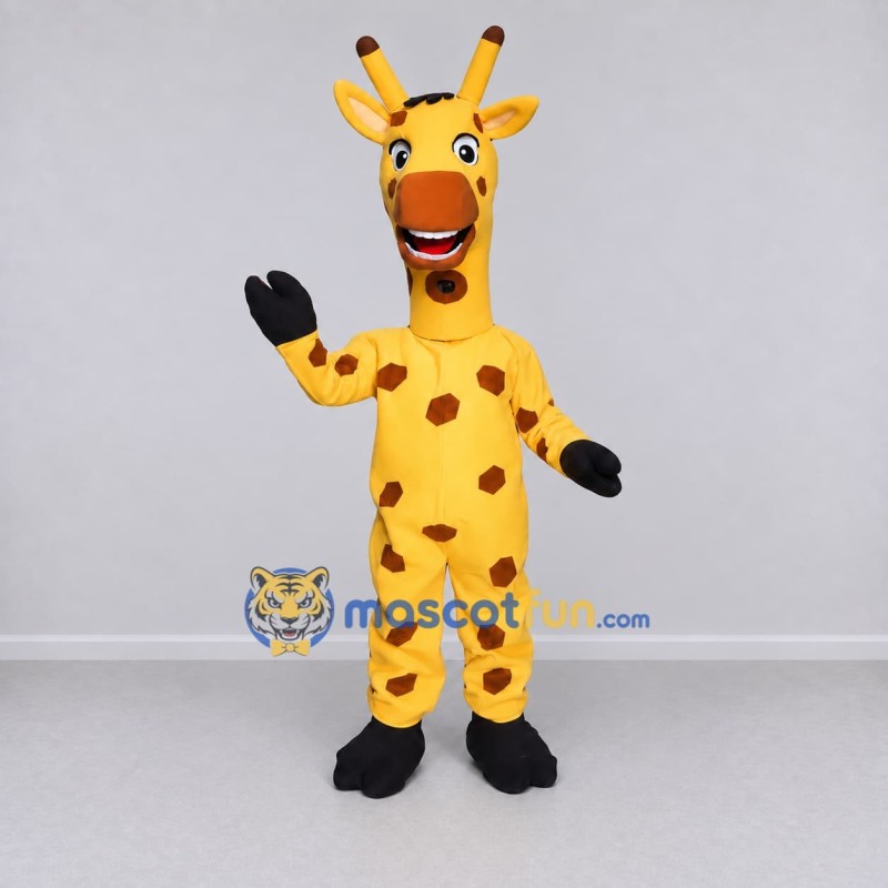 Custom Yellow and Brown Giraffe Mascot Costume Adult Full Body Suit for Wildlife Events