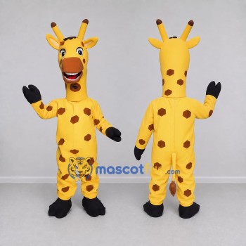 Custom Yellow and Brown Giraffe Mascot Costume Adult Full Body Suit for Wildlife Events