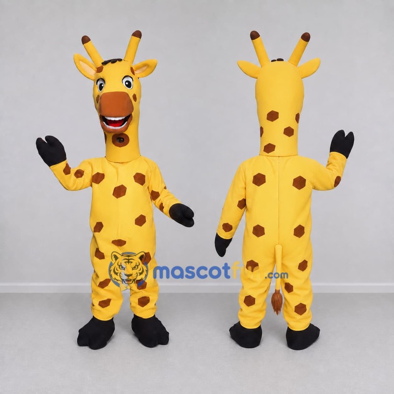 Custom Yellow and Brown Giraffe Mascot Costume Adult Full Body Suit for Wildlife Events