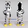 Custom Black and White Zebra in Yellow Sneakers Mascot Costume Adult Full Body Suit for Sports Events