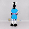 Custom Black and Blue Zebra in a Jumpsuit Mascot Costume Adult Full Body Suit for School Events Custom Black and Blue Zebra in a Jumpsuit Mascot Costume Adult Full Body Suit for School Events