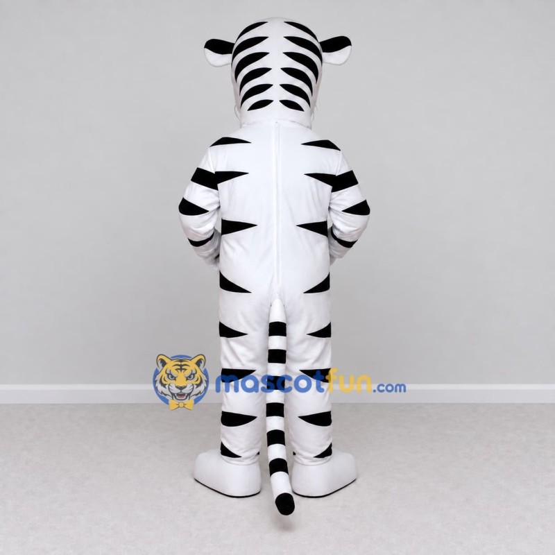 Custom White and Black Tiger Character Mascot Costume Adult Full Body Suit for School Events Custom White and Black Tiger Character Mascot Costume Adult Full Body Suit for School Events