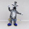 Custom Black and White Zebra in Blue Shoes Mascot Costume Adult Full Body Suit for School Events Custom Black and White Zebra in Blue Shoes Mascot Costume Adult Full Body Suit for School Events