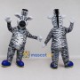 Custom Black and White Zebra in Blue Shoes Mascot Costume Adult Full Body Suit for School Events