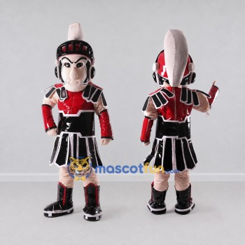 Custom Red and Black Roman Warrior Mascot Costume Adult Full Body Suit for Theme Parties