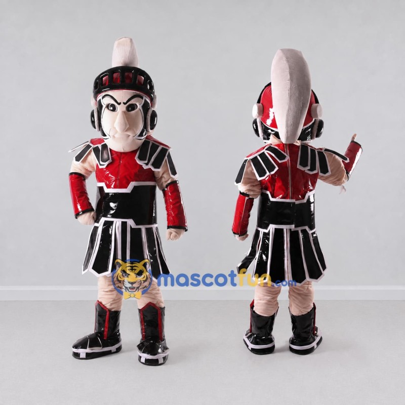 Custom Red and Black Roman Warrior Mascot Costume Adult Full Body Suit for Theme Parties Custom Red and Black Roman Warrior Mascot Costume Adult Full Body Suit for Theme Parties