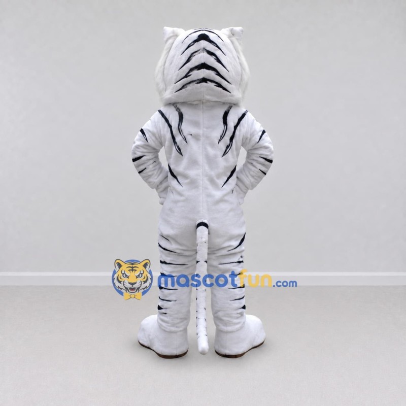 Custom White and Black Tiger Mascot Costume Adult Full Body Suit for Wildlife Events Custom White and Black Tiger Mascot Costume Adult Full Body Suit for Wildlife Events