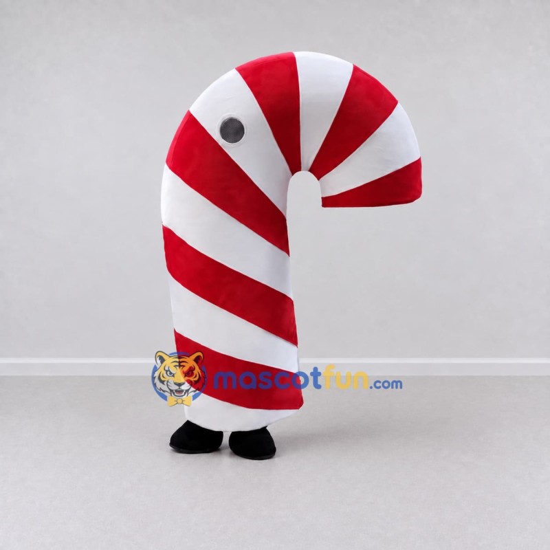 Custom Red and White Candy Cane Mascot Costume Adult Full Body Suit for Christmas Events Custom Red and White Candy Cane Mascot Costume Adult Full Body Suit for Christmas Events