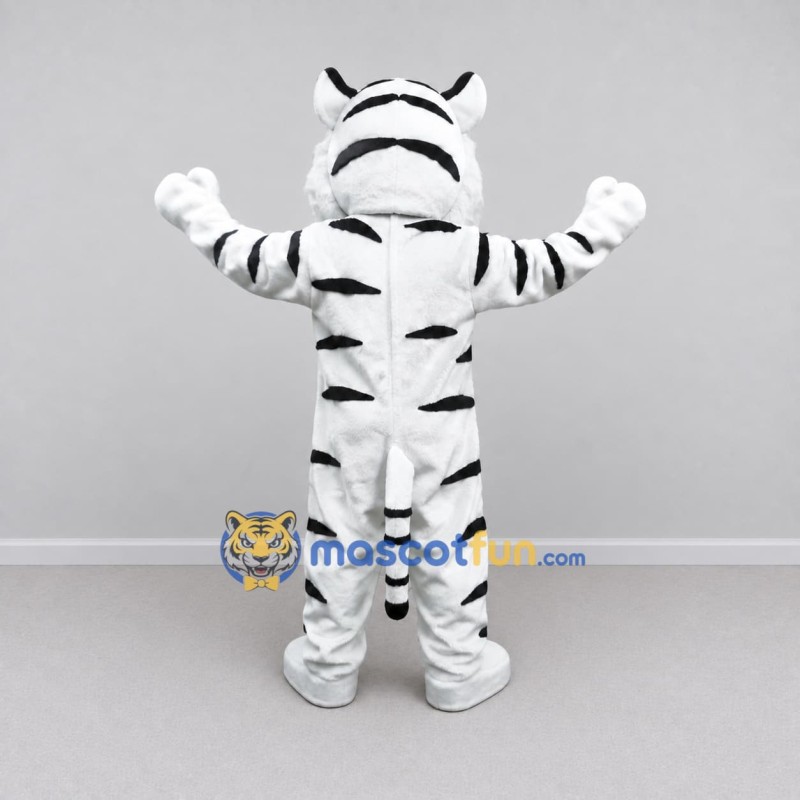 Custom White and Black Tiger Mascot Costume Adult Full Body Suit for Wildlife Events Custom White and Black Tiger Mascot Costume Adult Full Body Suit for Wildlife Events