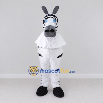 Custom Black and White Zebra in a White Top Mascot Costume Adult Full Body Suit for School Events Custom Black and White Zebra in a White Top Mascot Costume Adult Full Body Suit for School Events