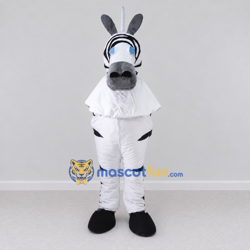 Custom Black and White Zebra in a White Top Mascot Costume Adult Full Body Suit for School Events Custom Black and White Zebra in a White Top Mascot Costume Adult Full Body Suit for School Events