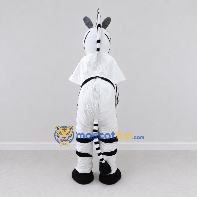 Custom Black and White Zebra in a White Top Mascot Costume Adult Full Body Suit for School Events Custom Black and White Zebra in a White Top Mascot Costume Adult Full Body Suit for School Events