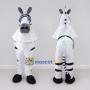 Custom Black and White Zebra in a White Top Mascot Costume Adult Full Body Suit for School Events