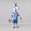 Custom Blue and White Zebra in Sportswear Mascot Costume Adult Full Body Suit for Sports Events Custom Blue and White Zebra in Sportswear Mascot Costume Adult Full Body Suit for Sports Events
