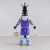 Custom Black and Purple Zebra in Sportswear Mascot Costume Adult Full Body Suit for Sports Events Custom Black and Purple Zebra in Sportswear Mascot Costume Adult Full Body Suit for Sports Events