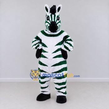 Custom Green and White Zebra Mascot Costume Adult Full Body Suit for School Events