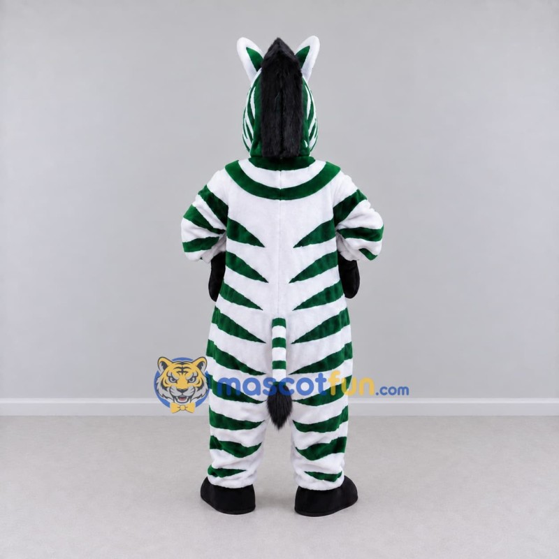Custom Green and White Zebra Mascot Costume Adult Full Body Suit for School Events Custom Green and White Zebra Mascot Costume Adult Full Body Suit for School Events