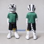Custom White and Green Tiger in Sportswear Mascot Costume Adult Full Body Suit for Sports Events