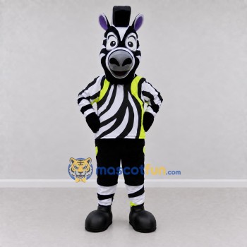 Custom Black and Yellow Zebra in Sportswear Mascot Costume Adult Full Body Suit for Sports Events