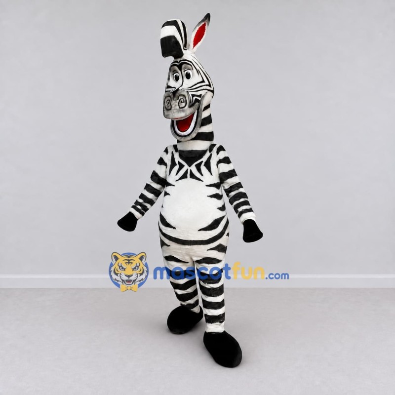 Custom Black and White Zebra Character Mascot Costume Adult Full Body Suit for School Events