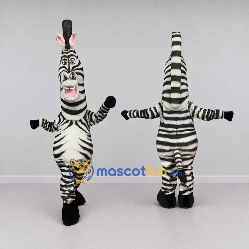 Custom Black and White Zebra Character Mascot Costume Adult Full Body Suit for School Events
