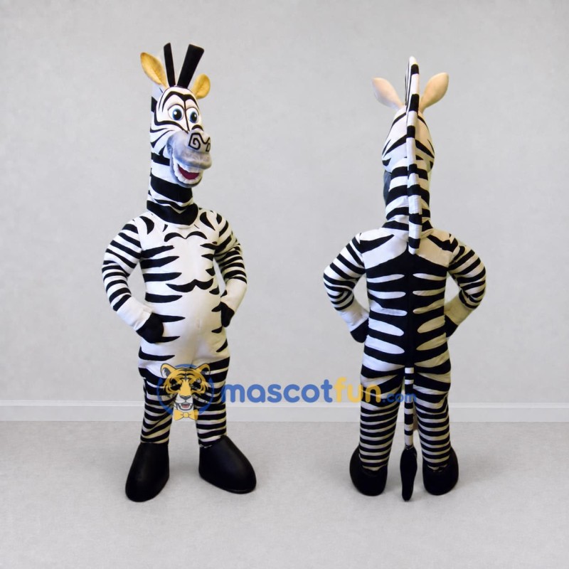 Custom Black and White Zebra with a Bow Tie Mascot Costume Adult Full Body Suit for School Events Custom Black and White Zebra with a Bow Tie Mascot Costume Adult Full Body Suit for School Events