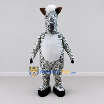 Custom Black and White Zebra with a White Mane Mascot Costume Adult Full Body Suit for Wildlife Events