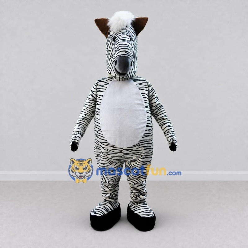 Custom Black and White Zebra with a White Mane Mascot Costume Adult Full Body Suit for Wildlife Events Custom Black and White Zebra with a White Mane Mascot Costume Adult Full Body Suit for Wildlife Events