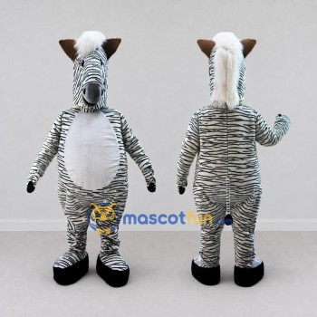 Custom Black and White Zebra with a White Mane Mascot Costume Adult Full Body Suit for Wildlife Events