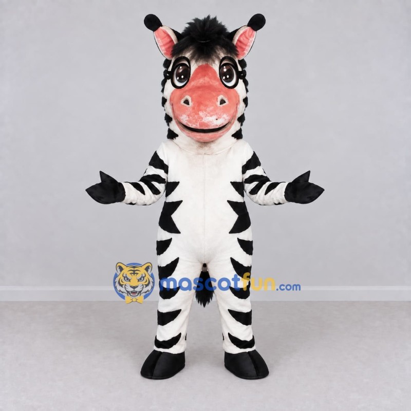 Custom Black and White Zebra Character Mascot Costume Adult Full Body Suit for School Events Custom Black and White Zebra Character Mascot Costume Adult Full Body Suit for School Events