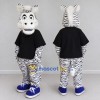 Custom Black and White Zebra in a T-Shirt Mascot Costume Adult Full Body Suit for School Events Custom Black and White Zebra in a T-Shirt Mascot Costume Adult Full Body Suit for School Events