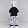 Custom Black and White Zebra in a T-Shirt Mascot Costume Adult Full Body Suit for School Events Custom Black and White Zebra in a T-Shirt Mascot Costume Adult Full Body Suit for School Events